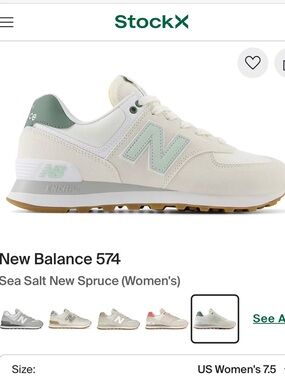 New Balance 574 in Sea Salt/Spruce 10.5